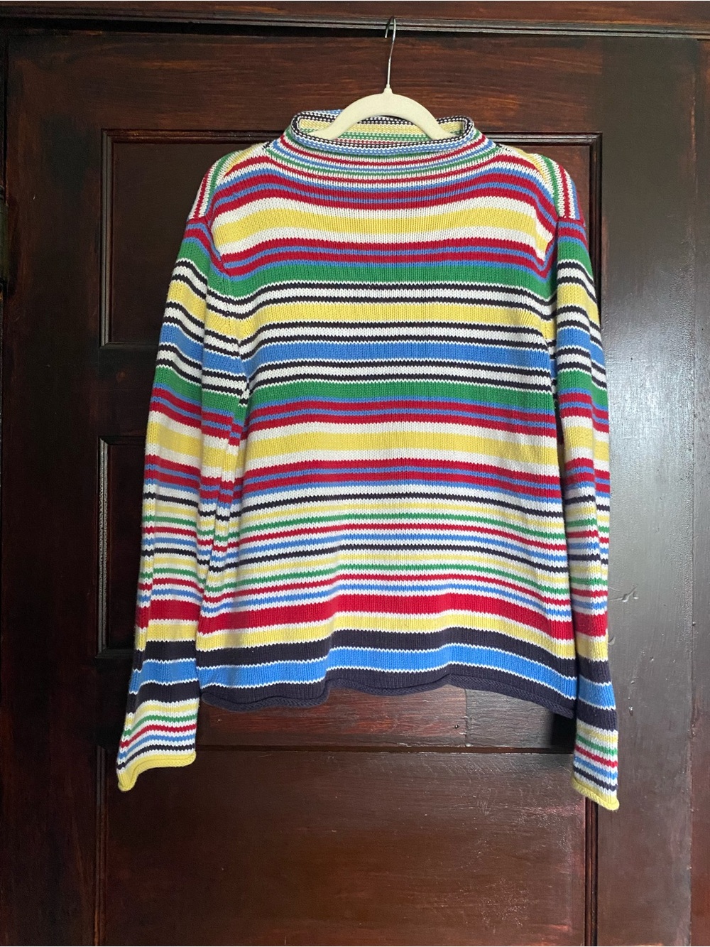 Vintage Crazy Horse Liz Claiborne Rainbow Striped Mock Roll Neck Sweater - L